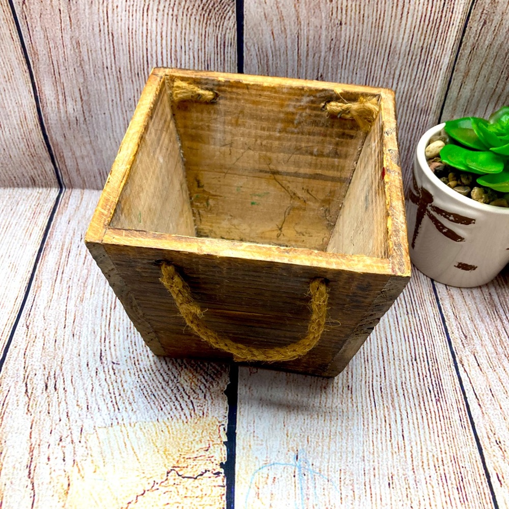 Harvest Time Wood Box With Handles - Picture 2 of 8